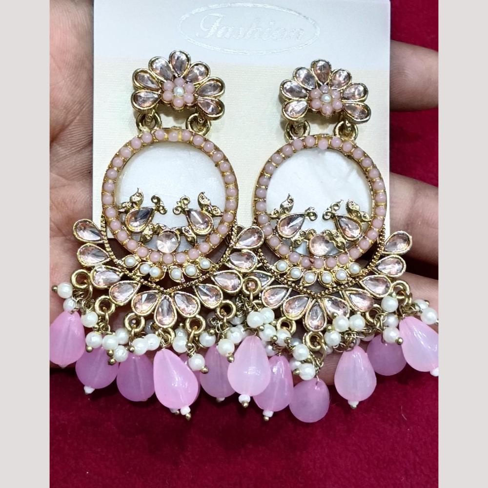 Bhagwati Bangles Gold Plated Crystal Stone And Beads Dangler Earrings