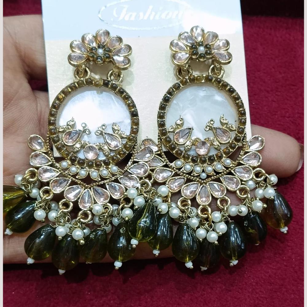 Bhagwati Bangles Gold Plated Crystal Stone And Beads Dangler Earrings