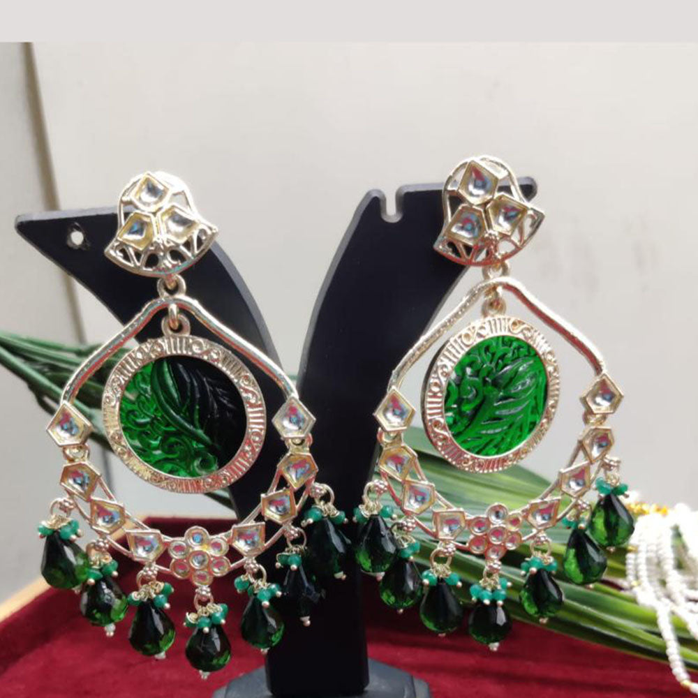 Bhagwati Bangles Gold Plated Crystal Stone And Beads Dangler Earrings