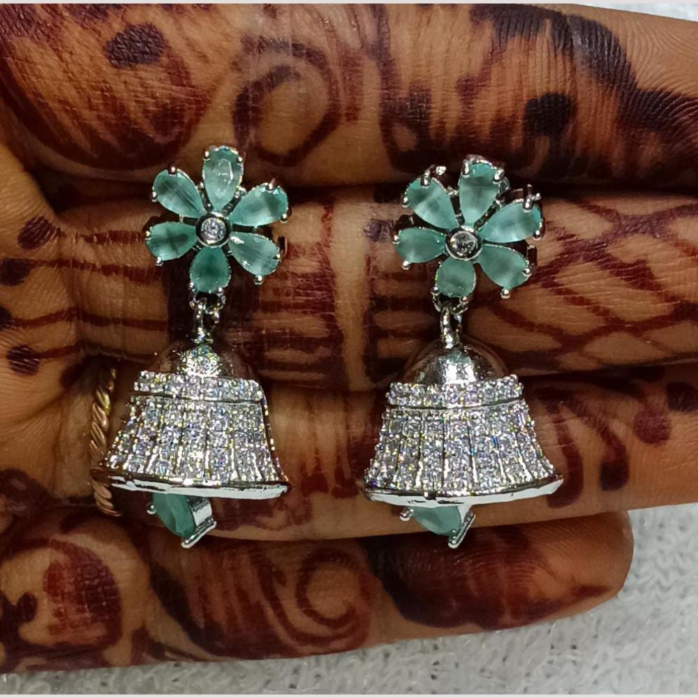 Bhagwati Bangles Silver Plated American Diamonds Jhumki Earrings