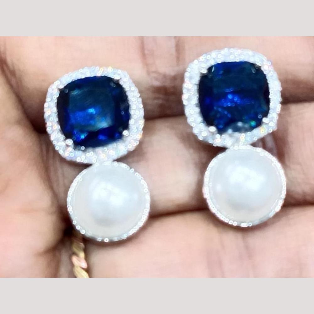 Bhagwati Bangles Silver Plated Austrian Stone Dangler Earrings