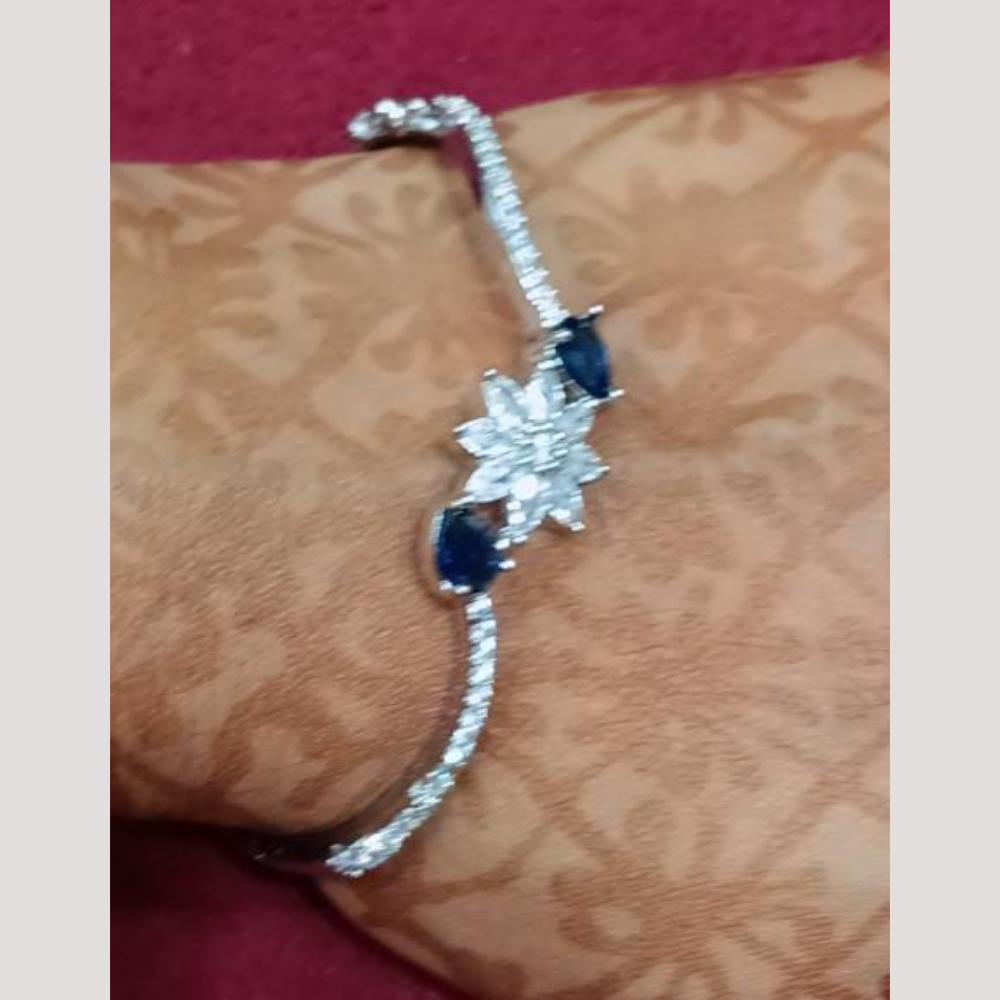 Bhagwati Bangles Silver Plated Crystal Stone Bracelet