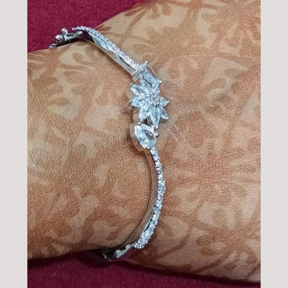 Bhagwati Bangles Silver Plated Crystal Stone Bracelet
