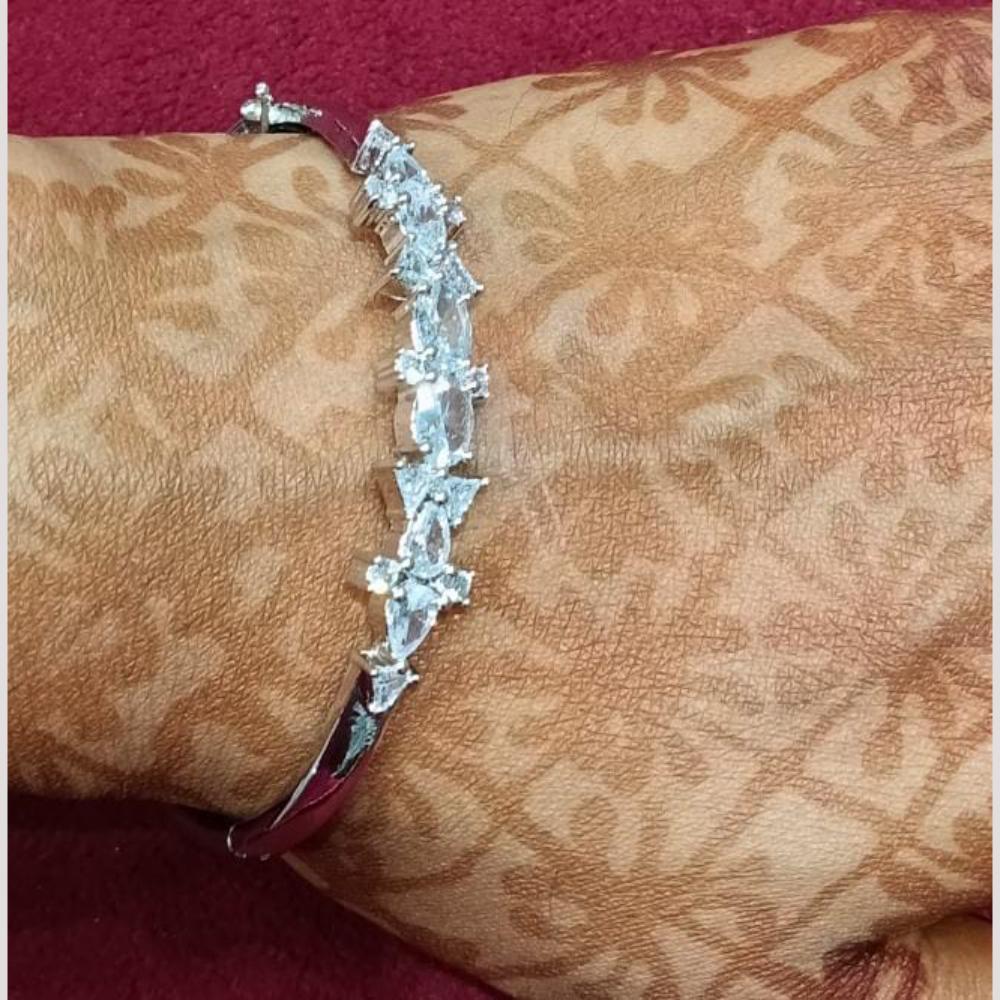 Bhagwati Bangles Silver Plated Crystal Stone Bracelet