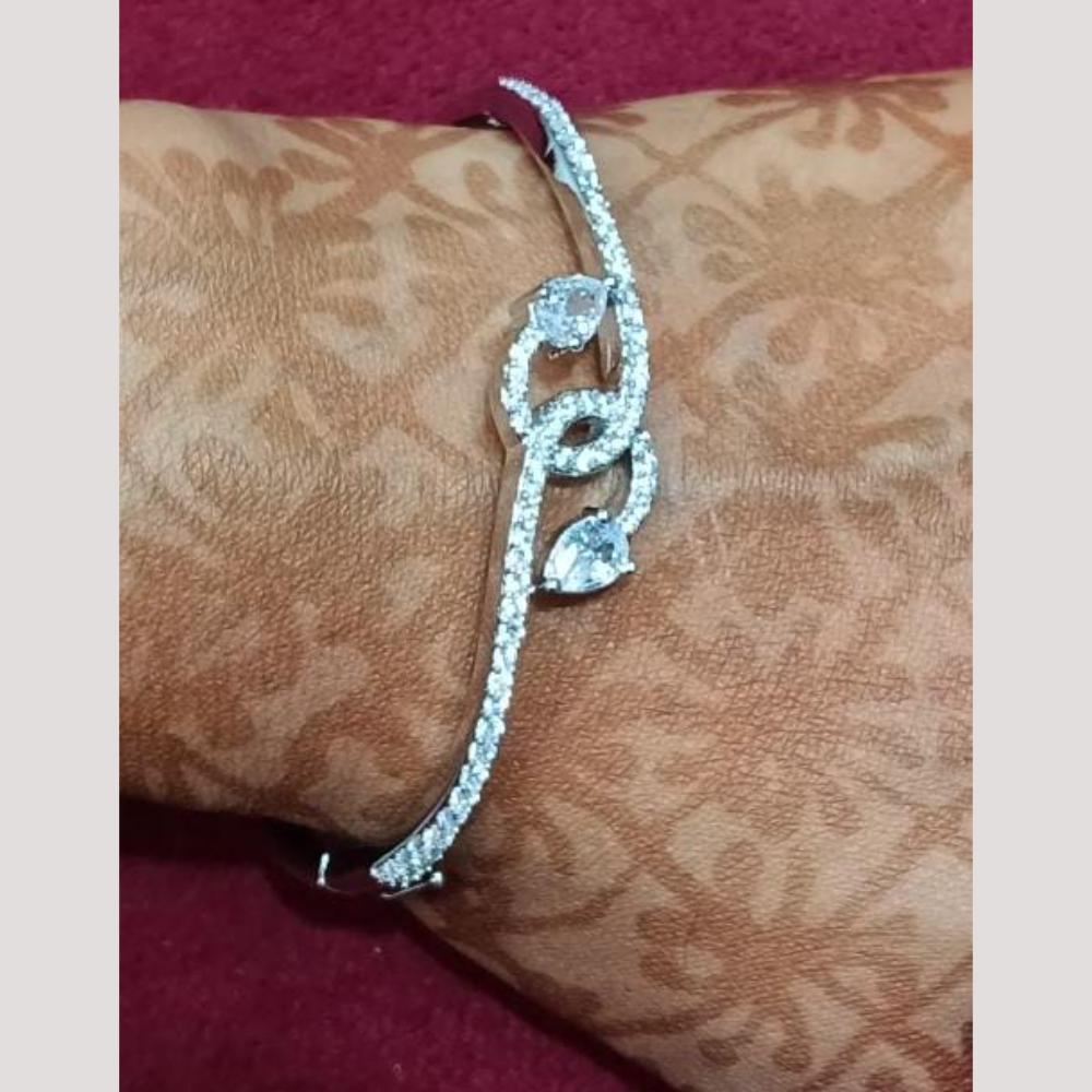 Bhagwati Bangles Silver Plated Austrian Stone  Bracelet