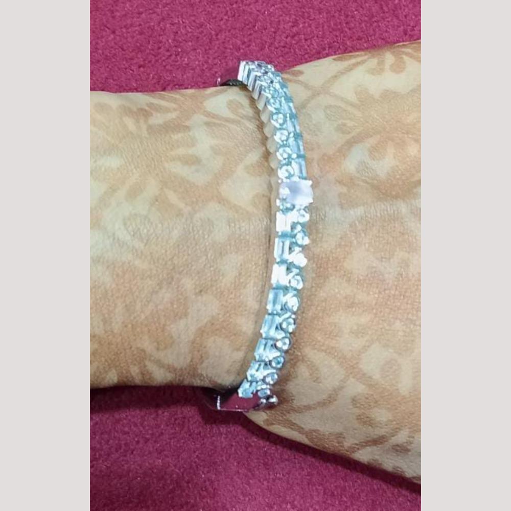 Bhagwati Bangles Silver Plated Austrian Stone Bracelet