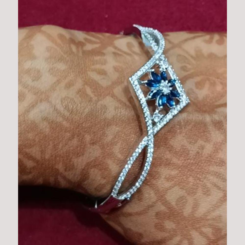 Bhagwati Bangles Silver Plated Austrian Stone Bracelet