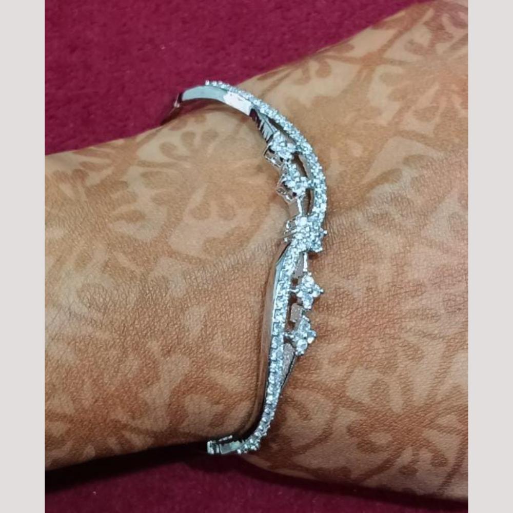 Bhagwati Bangles Silver Plated Austrian Stone Bracelet