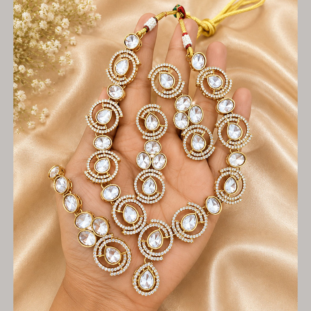Charbhuja Art Heritage Pota Stone And Austrian Stone Necklace Set