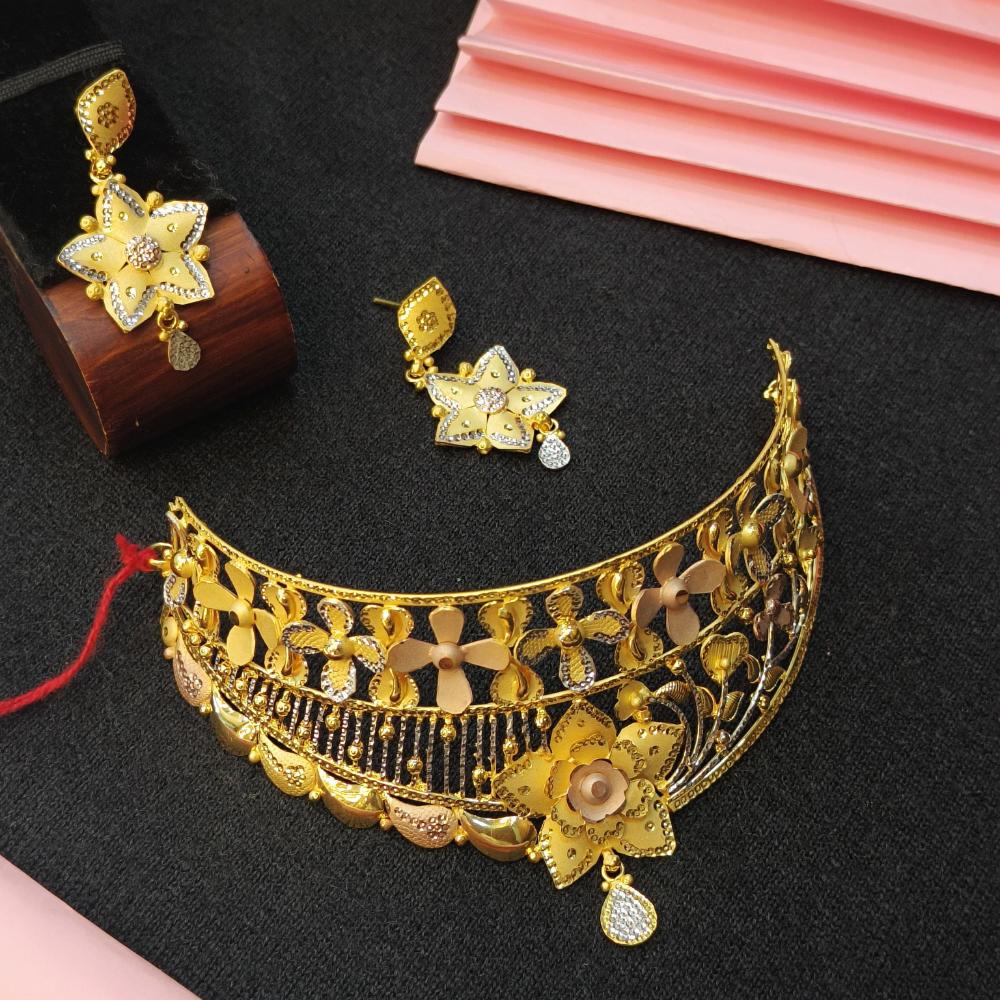 Navkar Jewellers Forming Gold Chokar Necklace Set