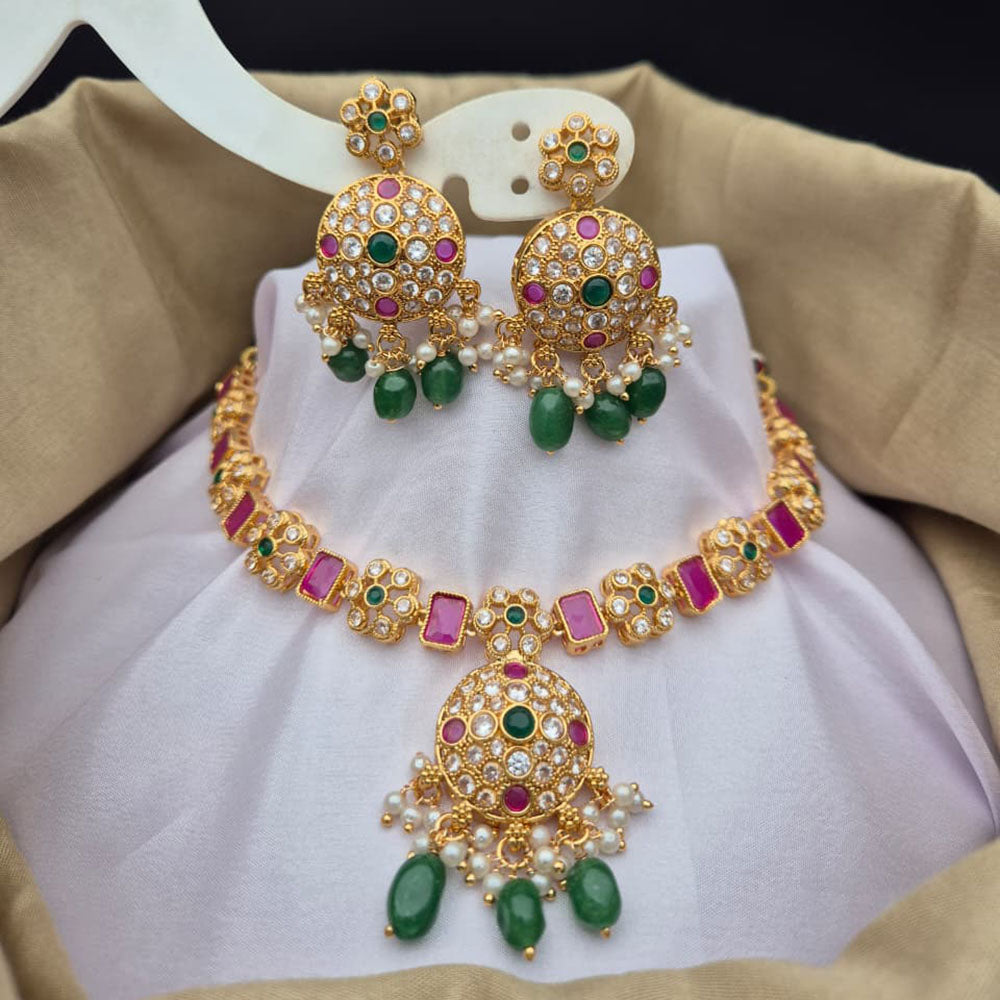 Reet Revaz Premium Pota Stone And Pearl Choker Necklace Set