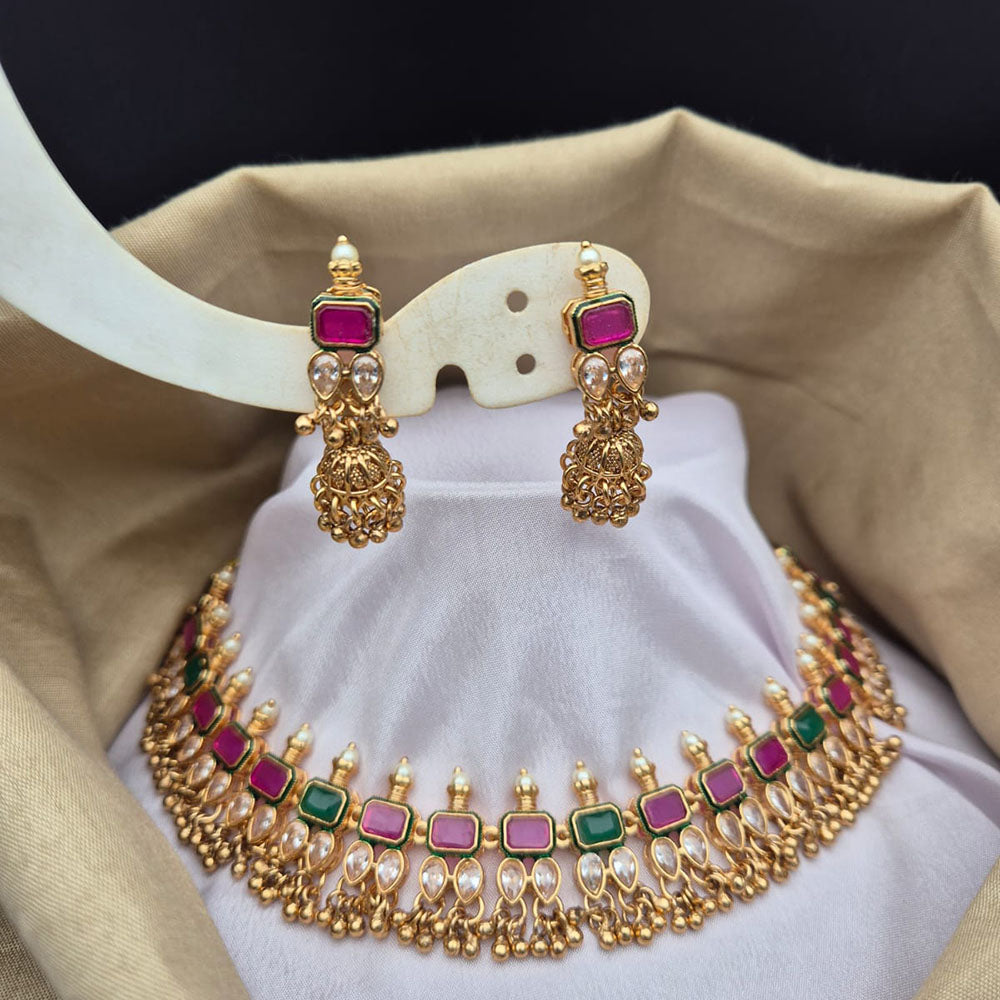 Reet Revaz Premium Pota Stone And Pearl Choker Necklace Set