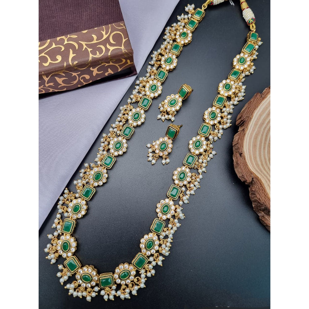 Reet Revaz Rajkumari Look Pota Stone And Pearl Ethnic Glam Long Necklace Set