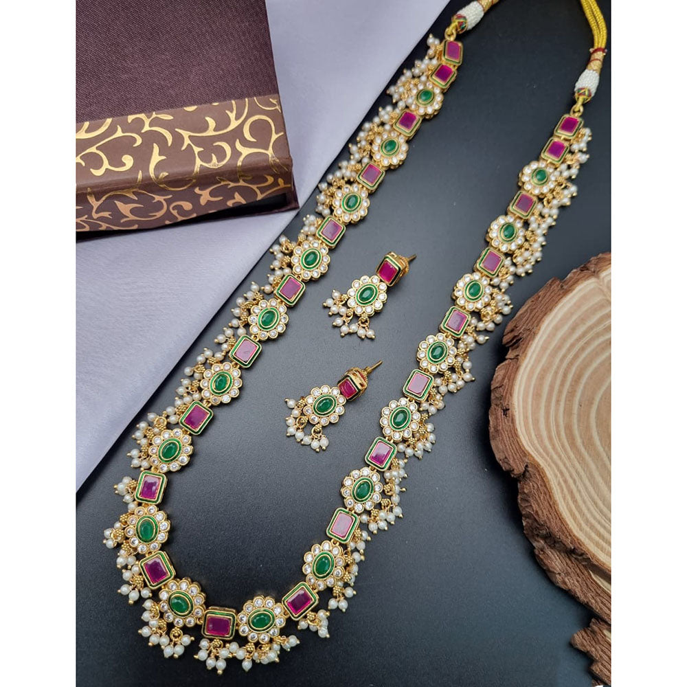 Reet Revaz Rajkumari Look Pota Stone And Pearl Ethnic Glam Long Necklace Set