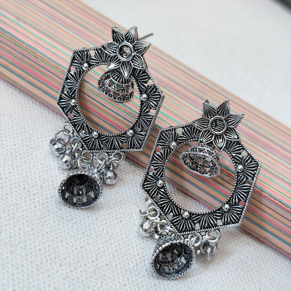 Darshana Jewels Oxidised Plated Jhumki Earrings