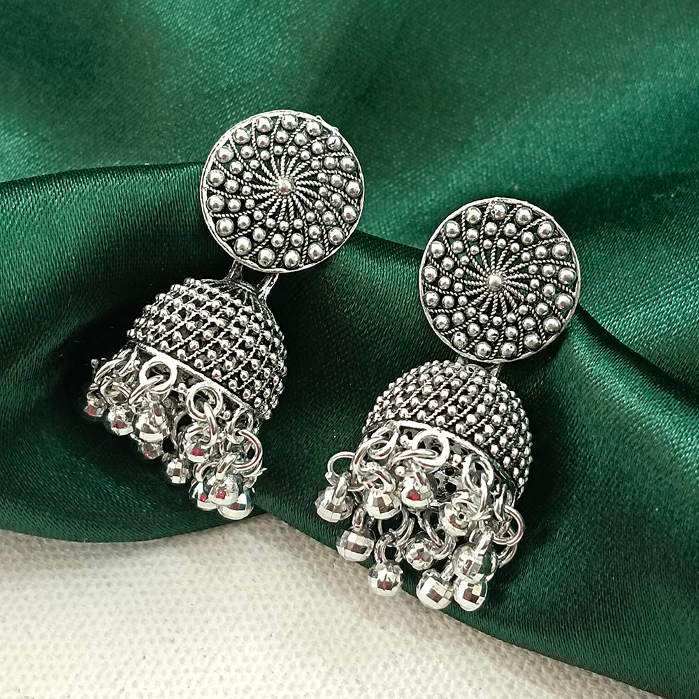 Darshana Jewels Oxidised Plated Round Jhumki Earrings