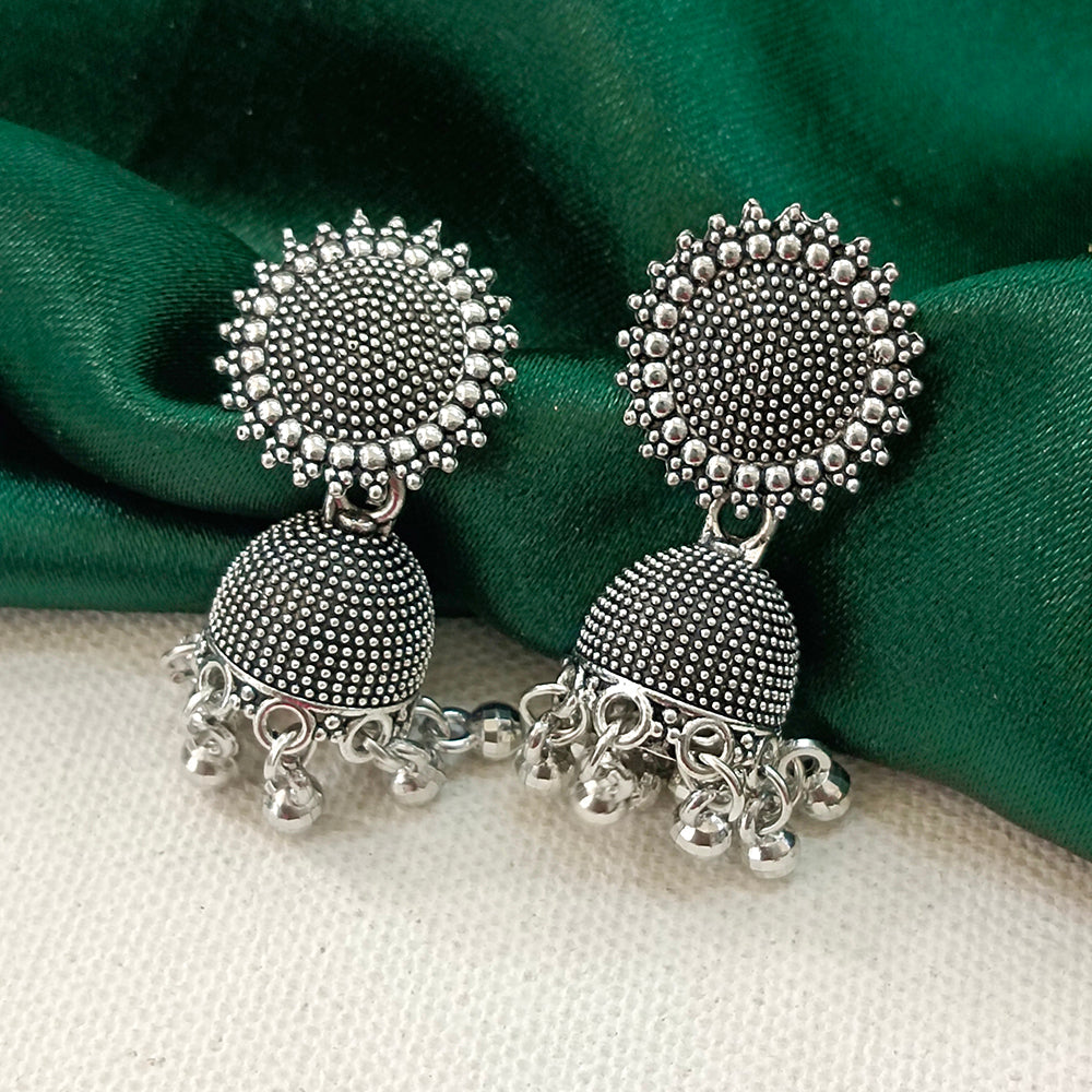 Darshana Jewels Oxidised Plated Round Jhumki Earrings