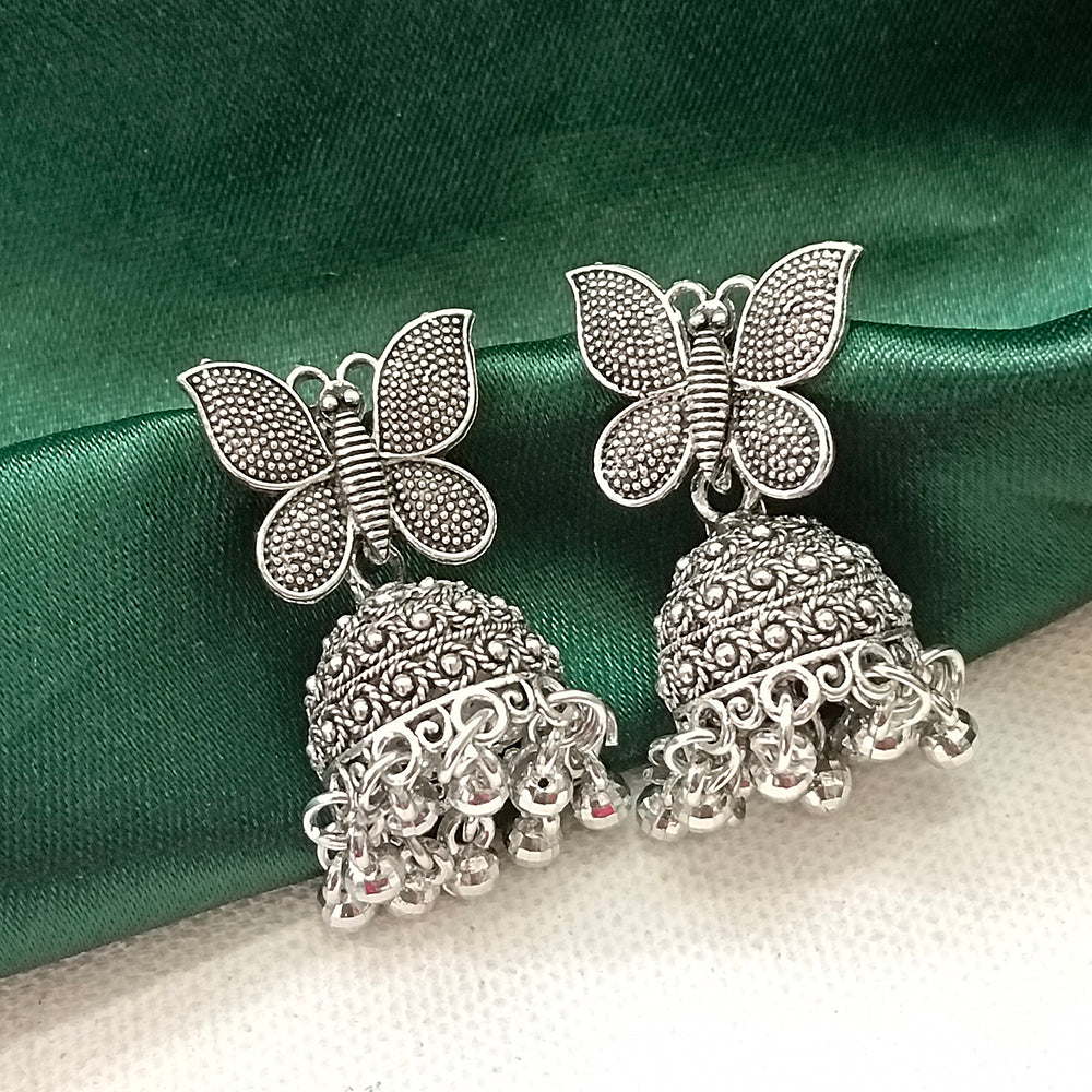 Darshana Jewels Oxidised Plated Butterfly Jhumki Earrings