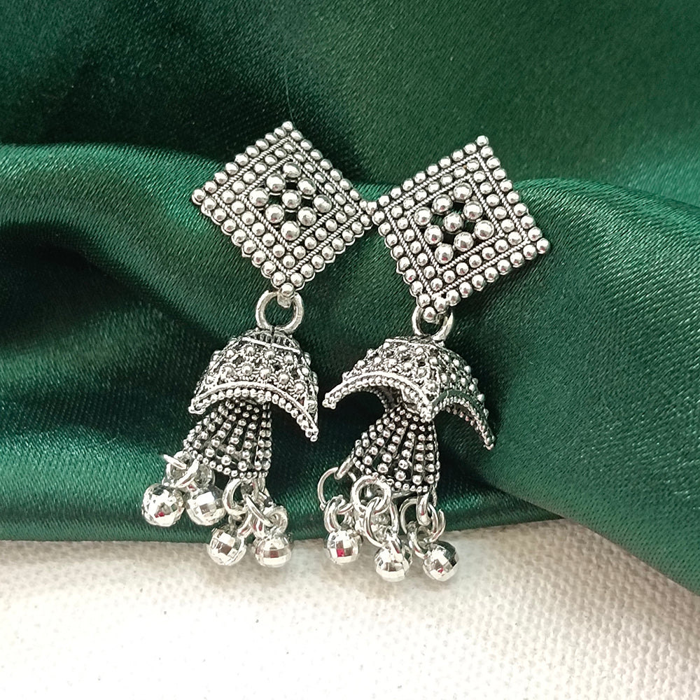 Darshana Jewels Oxidised Plated Floral Jhumki Earrings