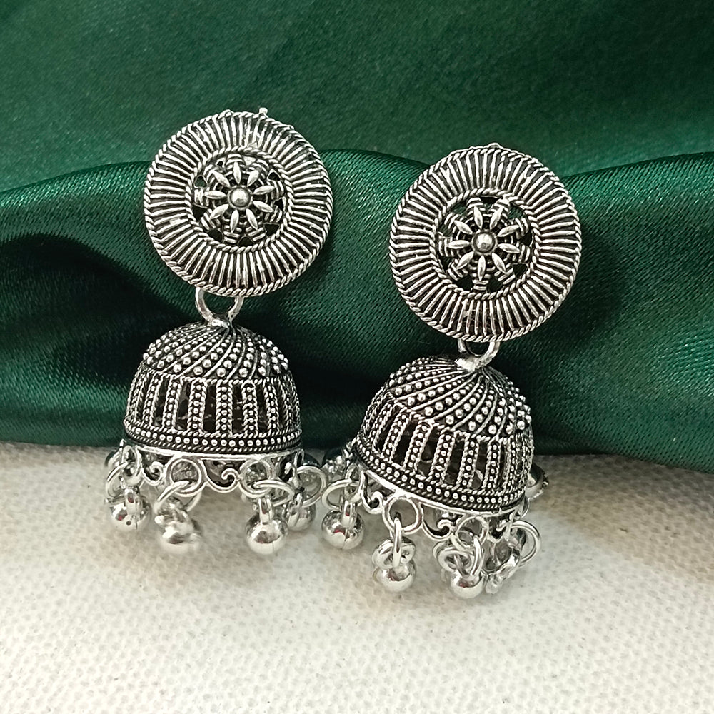 Darshana Jewels Oxidised Plated Round Jhumki Earrings