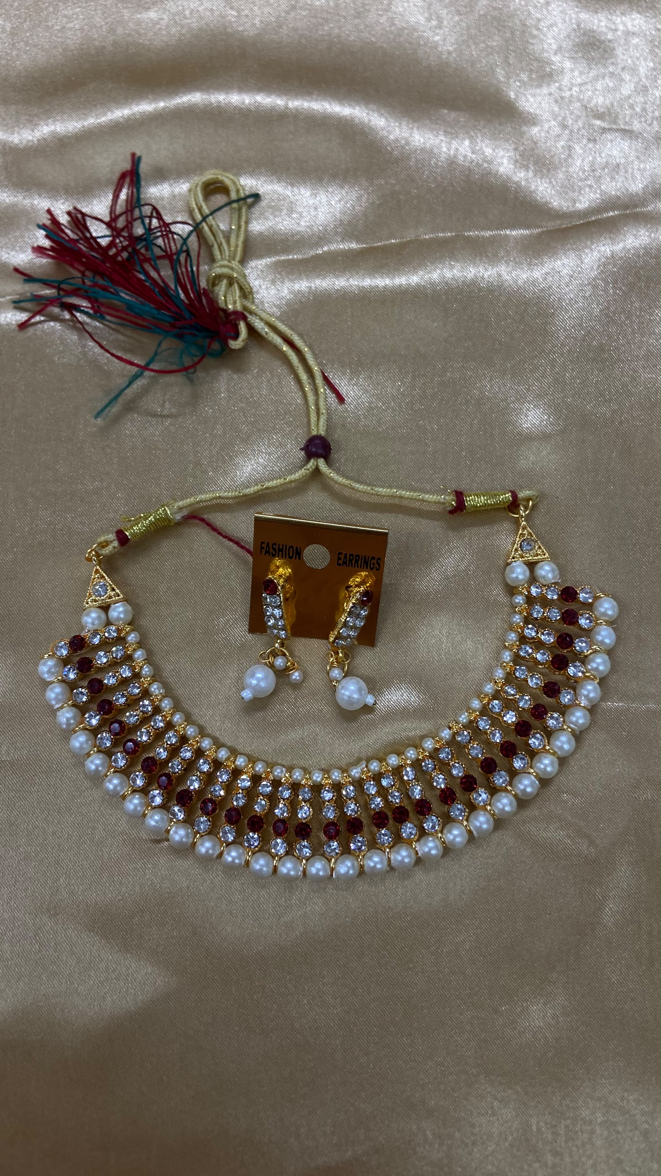 Darshana Jewels Exclusive Pota Stone And Pearl Necklace Set