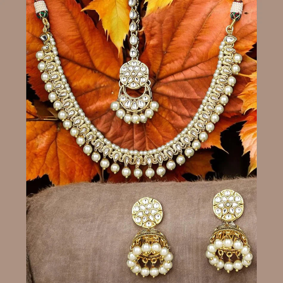 Darshana Jewels Designer Kundan Stone Beads Necklace Set