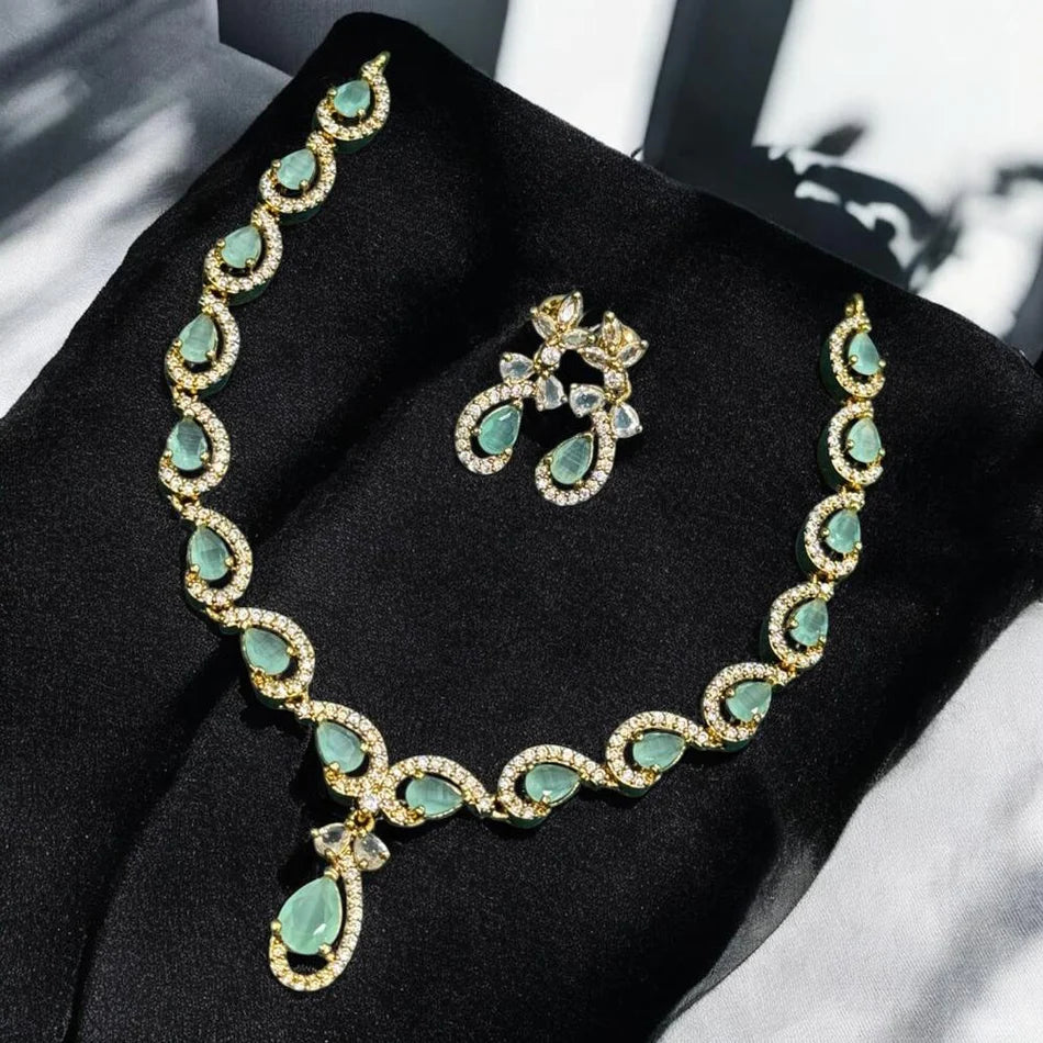 Darshana Jewels Light Weight American Daimond Necklace Set