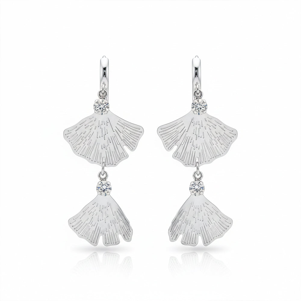 Urthn Stylish Double Flroal Drop Silver Plated Earrings for Women(Pack of 3)