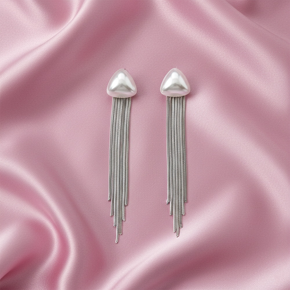 Urthn Luxe Triangle Pearl Designer Statement Earrings(Pack of 3)
