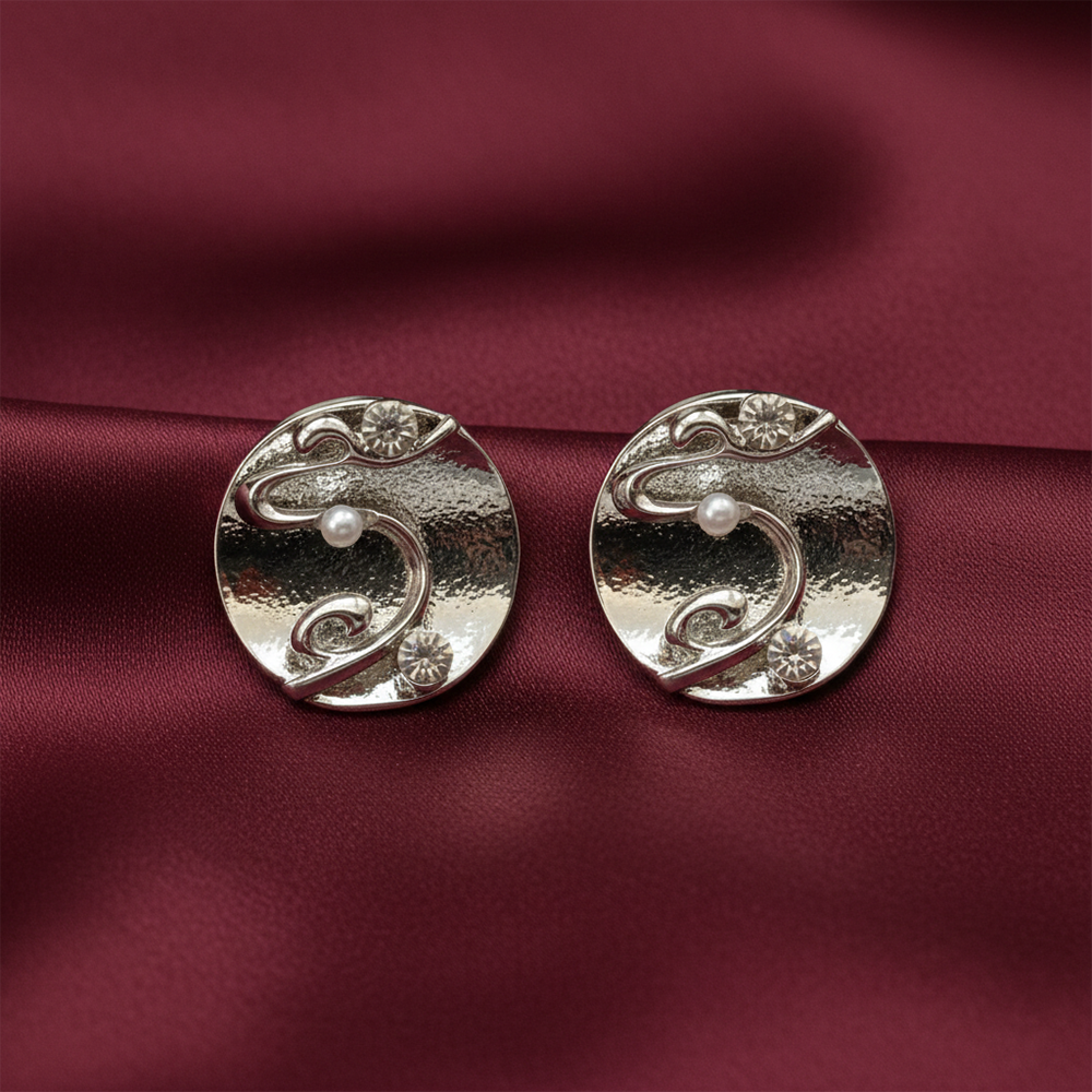 Urthn Gold Plated Silver Round Stud Earrings for Women(Pack of 3)