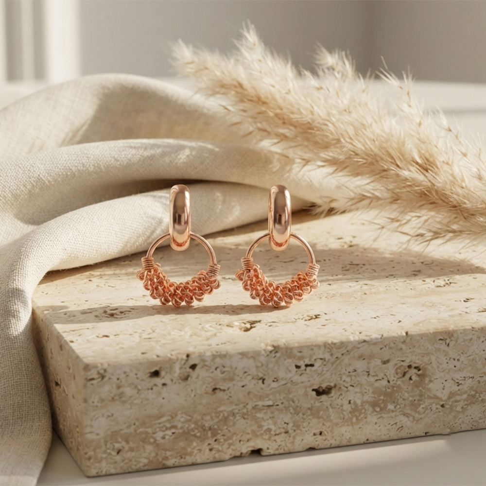 Darshana Jewels Rose Gold Plated Designer Hoop Earrings for Women (Set of 6)