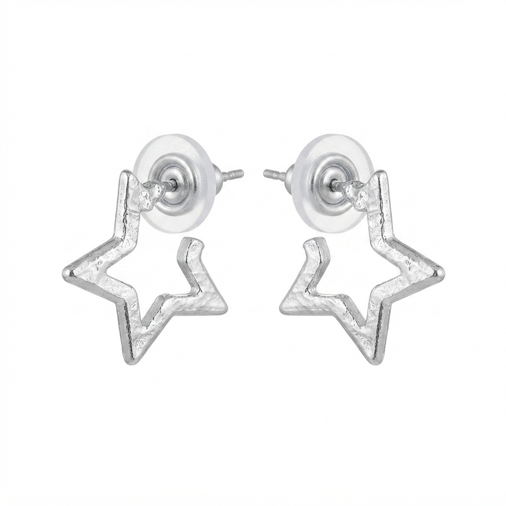 Darshana Jewels Trendy Silver Star Geometric Hoop Earrings for Women (Set of 6)