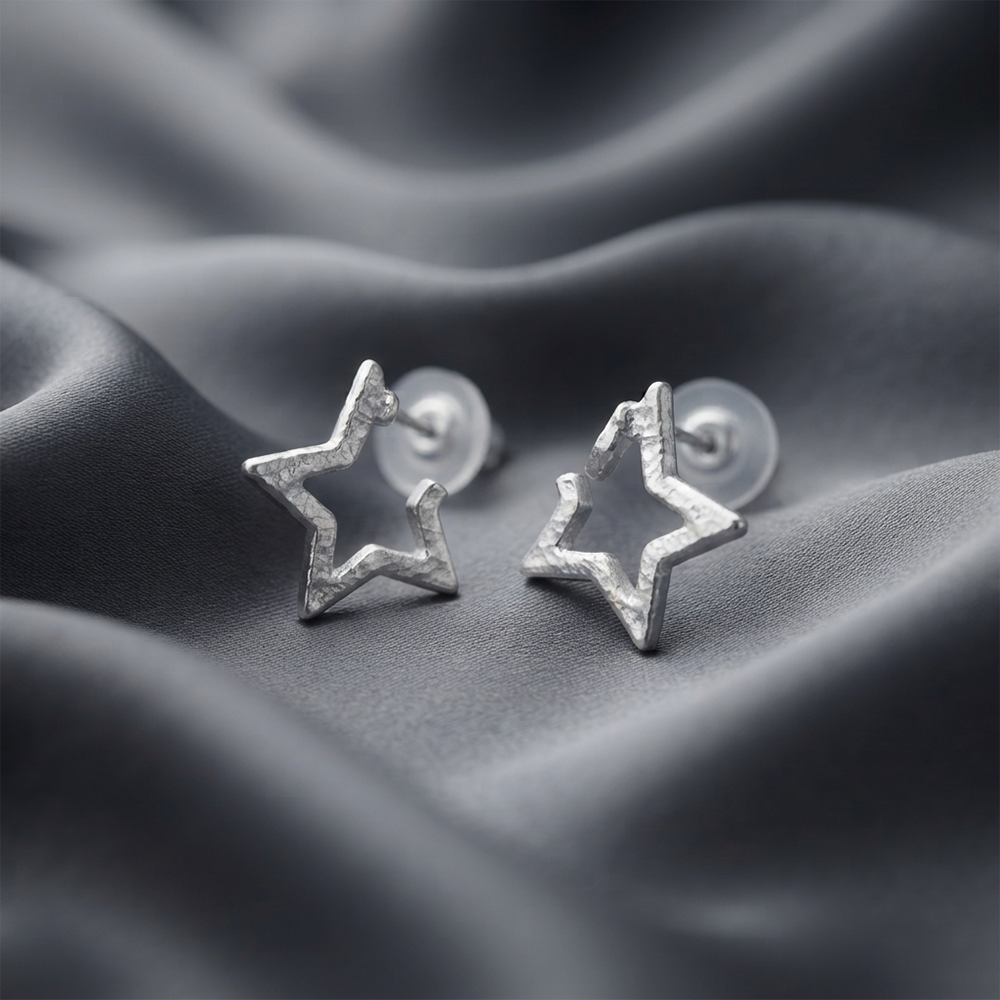 Darshana Jewels Trendy Silver Star Geometric Hoop Earrings for Women (Set of 6)