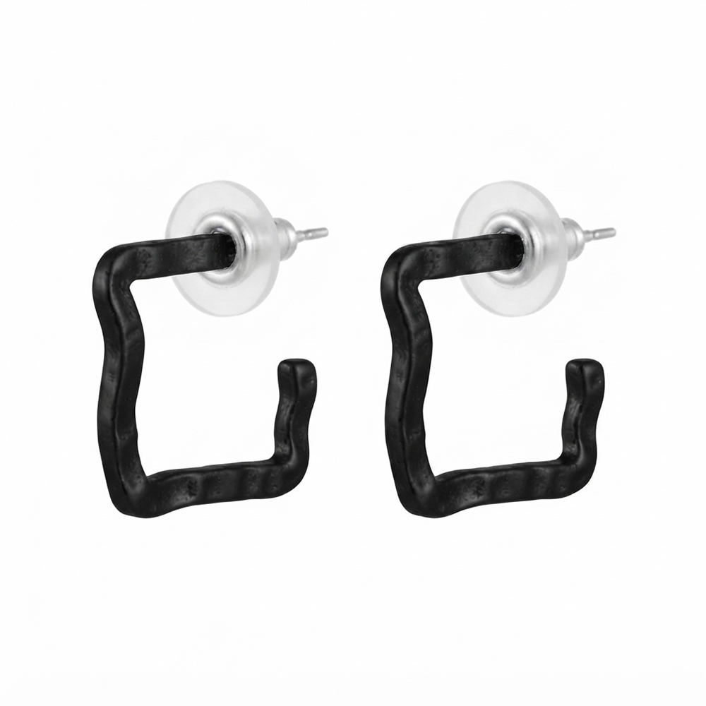 Darshana Jewels Trendy Black Geometric Hoop Earrings for Women (Set of 6)
