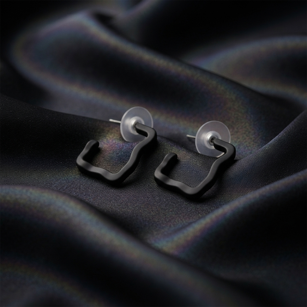 Darshana Jewels Trendy Black Geometric Hoop Earrings for Women (Set of 6)