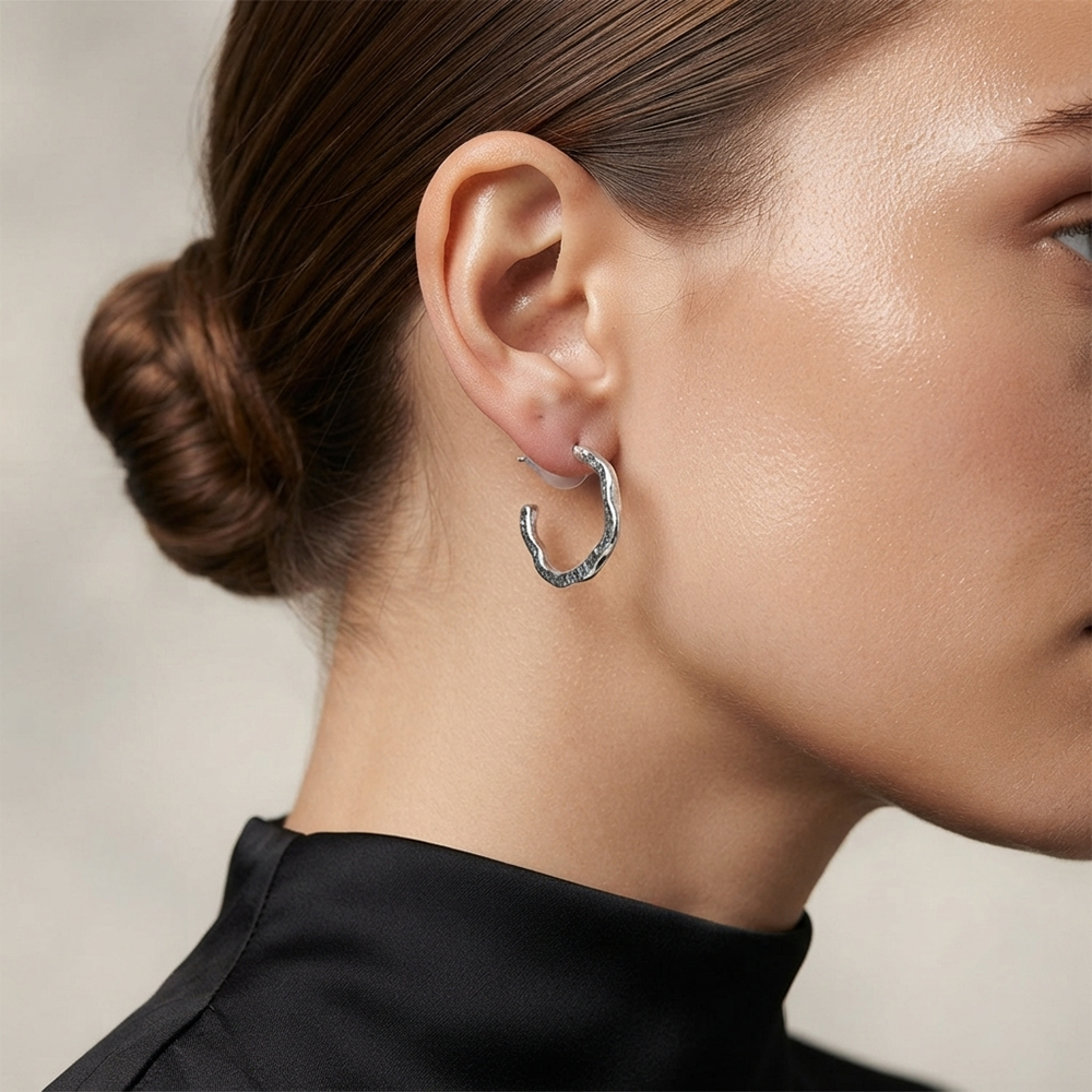 Darshana Jewels Trendy Silver Geometric Hoop Earrings for Women (Set of 6)