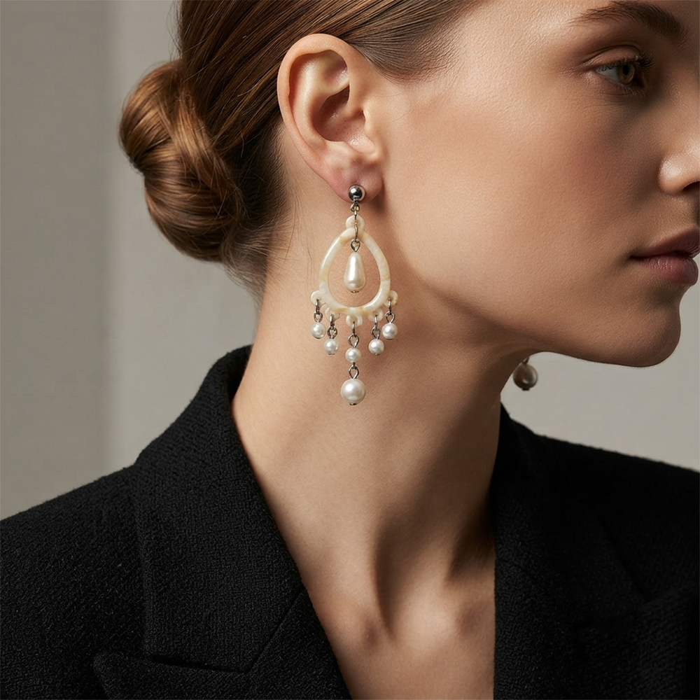 Darshana Jewels Bohemian Shell & Pearl Drop Dangler Earrings for Women (Set of 6)