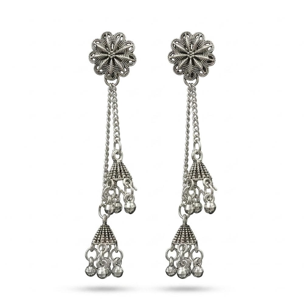 Darshana Jewels Oxidised Plated Kashmiri Style Earrings (Pack of 6)