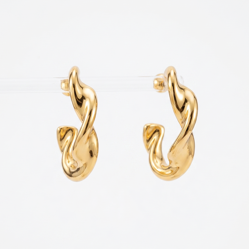 Urthn Stylish Gold Plated Twisted Stud Earrings(Pack of 6)