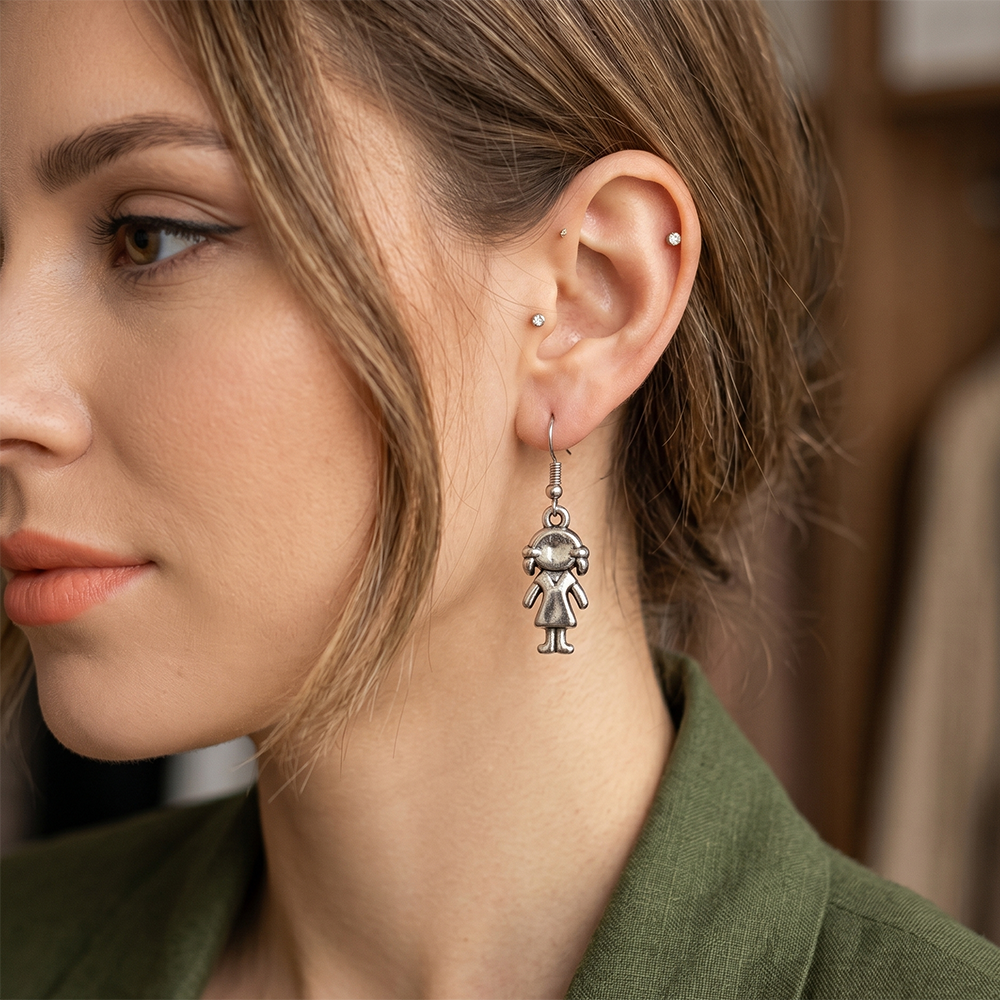 Urthn Modern Silver-Toned Dangler Earrings for Women(Pack of 6)