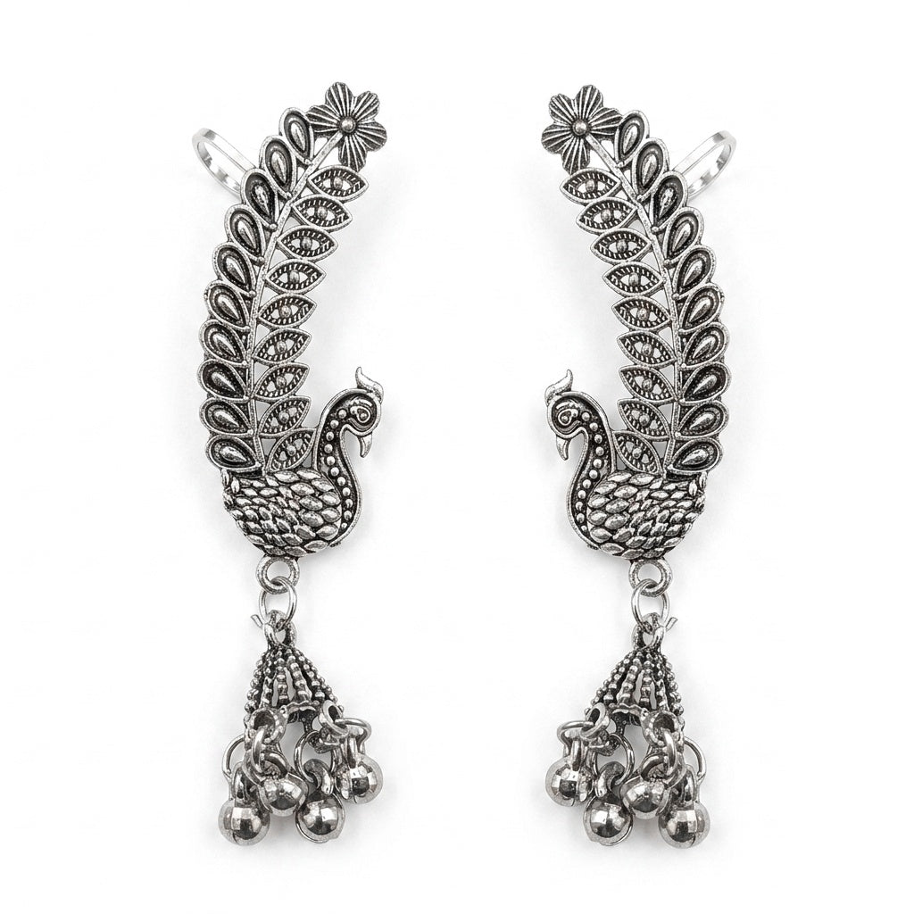 Darshana Jewels Oxidised Plated Peacock Ear Cuff For Women And Girls(Pack of 6)