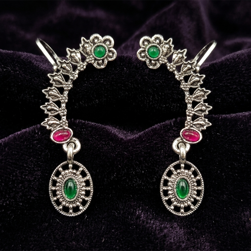 Darshana Jewels Oxidised Plated Pink And Green Ear Cuff For Women And Girls(Pack of 6)