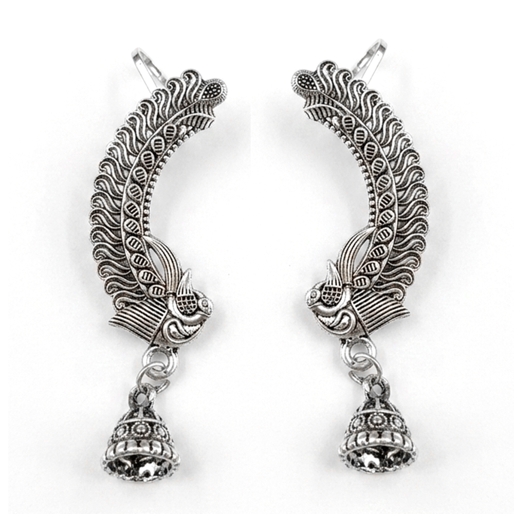 Darshana Jewels Oxidised Plated Peacock Ear Cuff For Women And Girls(Pack of 6)