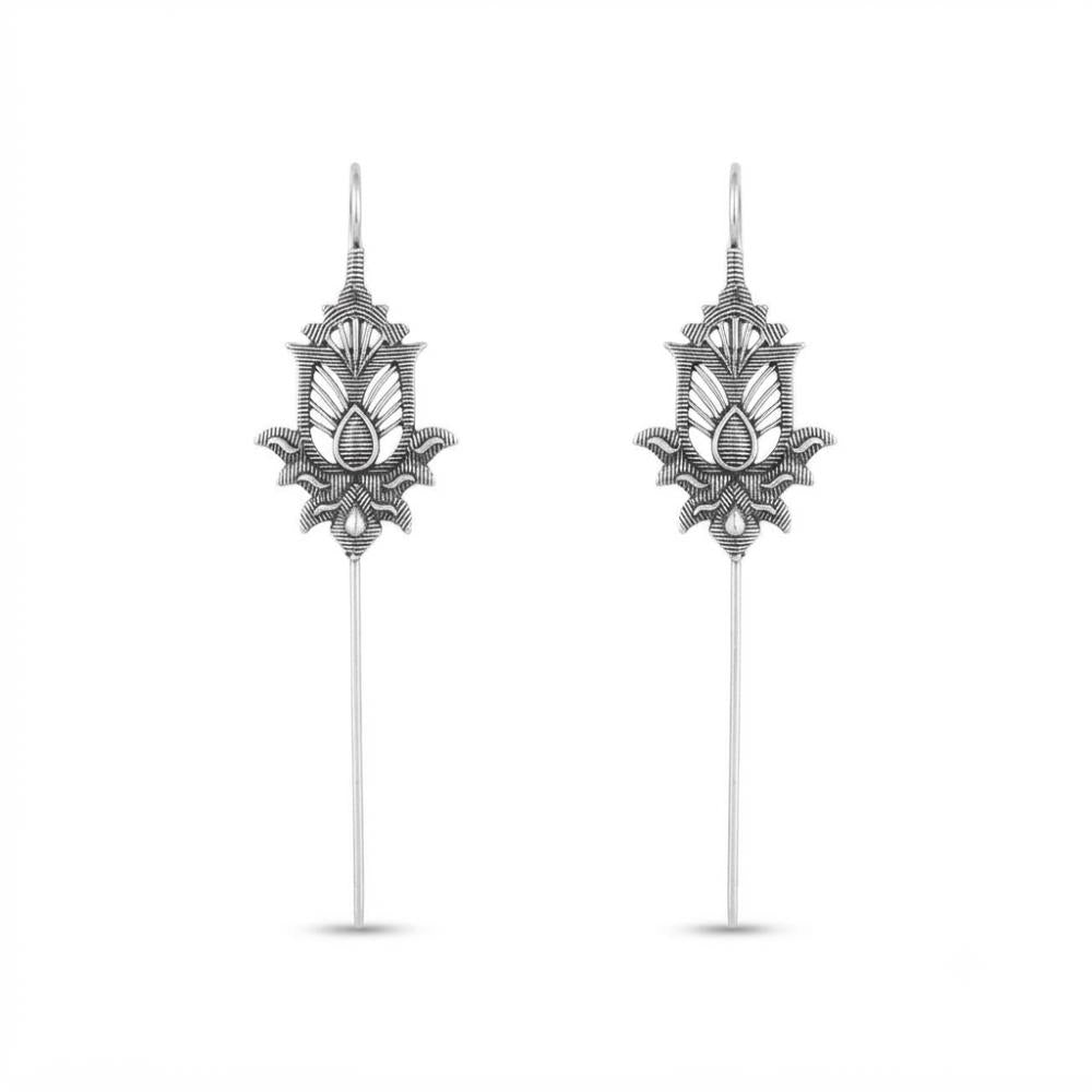 Urthn Stylish Oxidised Ear Cuffs with Lotus Motif for Women Traditional Fashion Jewellery(Pack of 12)
