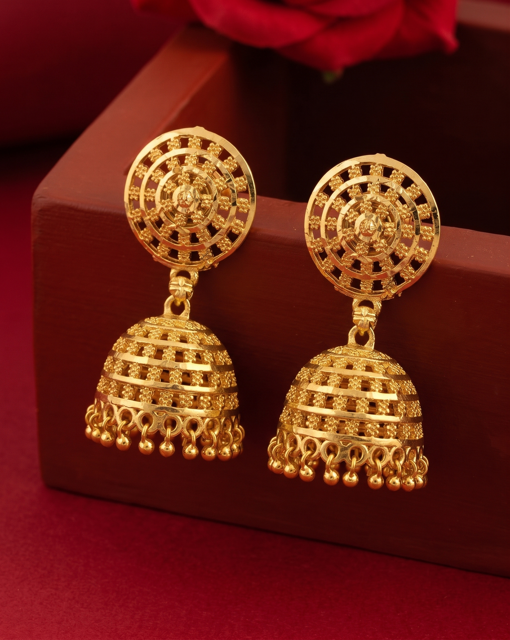 Darshana Jewels Elegant Gold Plated Floral Jhumka Drop Earrings(Pack Of 3)