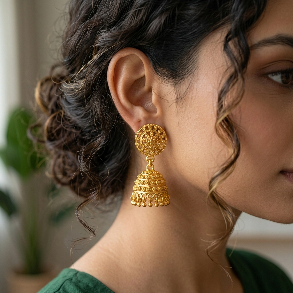 Darshana Jewels Elegant Gold Plated Floral Jhumka Drop Earrings(Pack Of 6)
