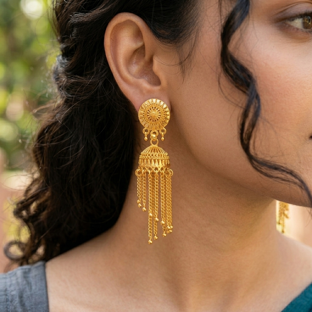 Darshana Jewels Elegant Gold Plated Floral Jhumka Drop Earrings(Pack Of 6)