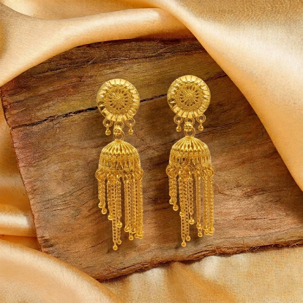 Darshana Jewels Elegant Gold Plated Floral Jhumka Drop Earrings(Pack Of 6)