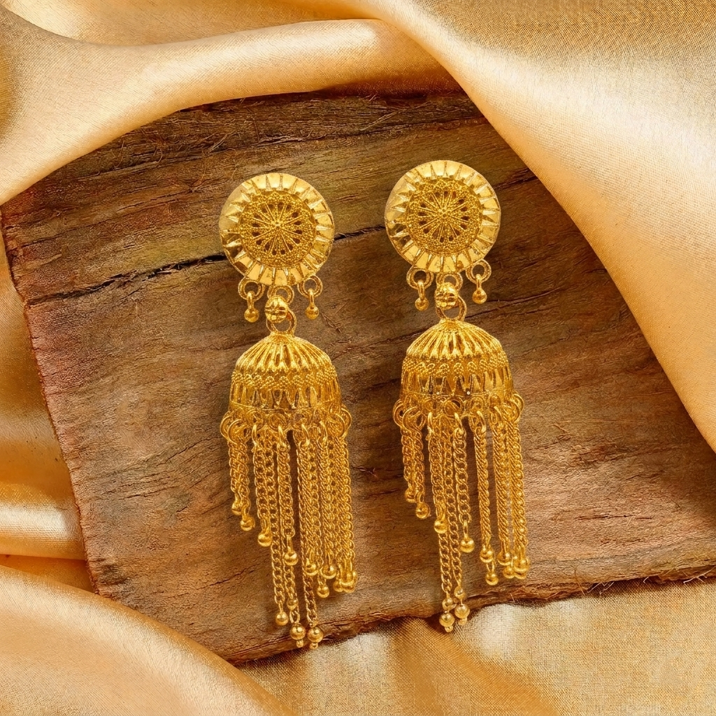 Darshana Jewels Elegant Gold Plated Floral Jhumka Drop Earrings(Pack Of 6)