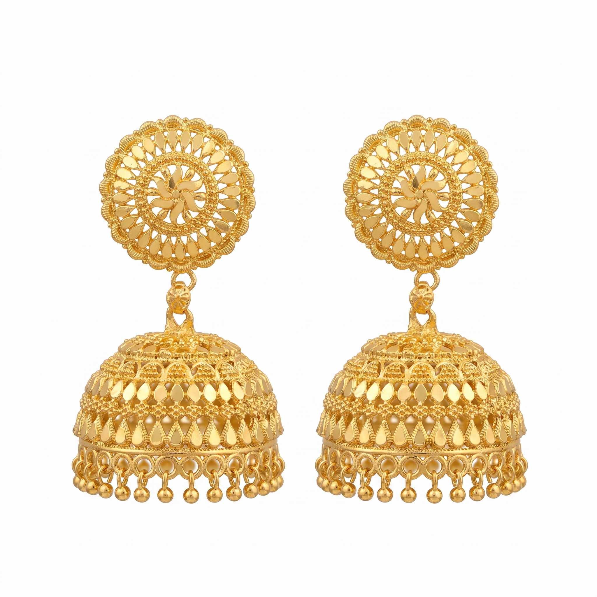 Darshana Jewels Elegant Gold Plated Floral Jhumka Drop Earrings(Pack Of 6)